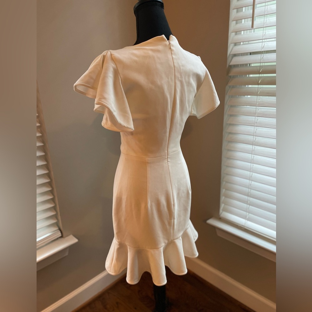 Black Halo Cream Flutter Sleeve Mini Dress 2